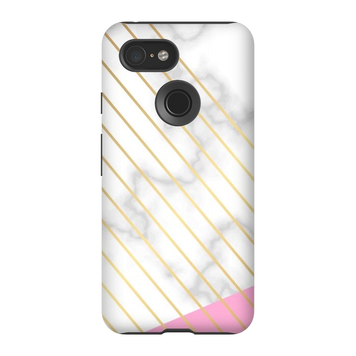 Pixel 3 StrongFit Modern Marble Design Pink and Gray by ArtsCase