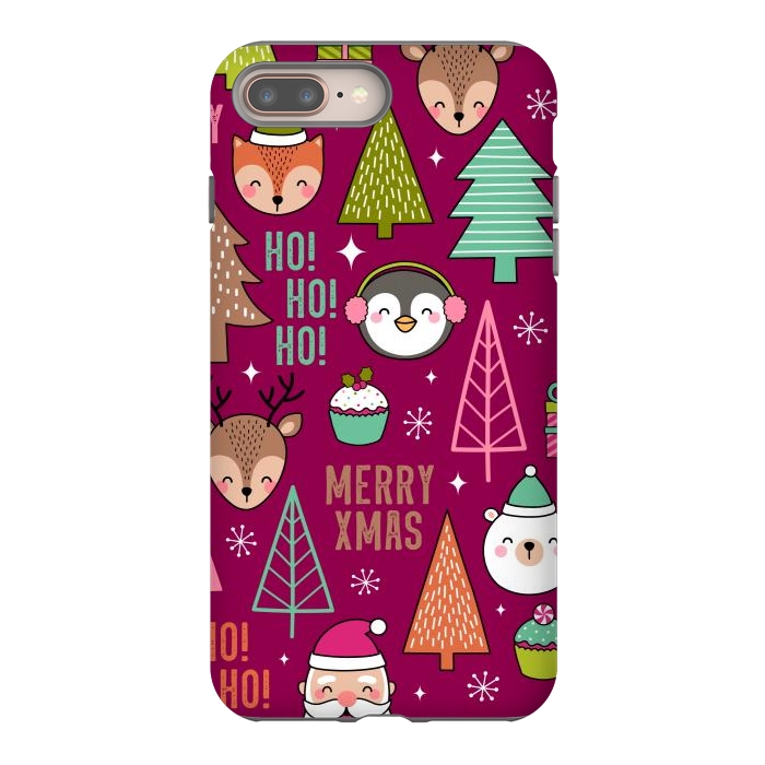 iPhone 7 plus StrongFit Pine Trees and Christmas Elements Seamless Pattern by ArtsCase