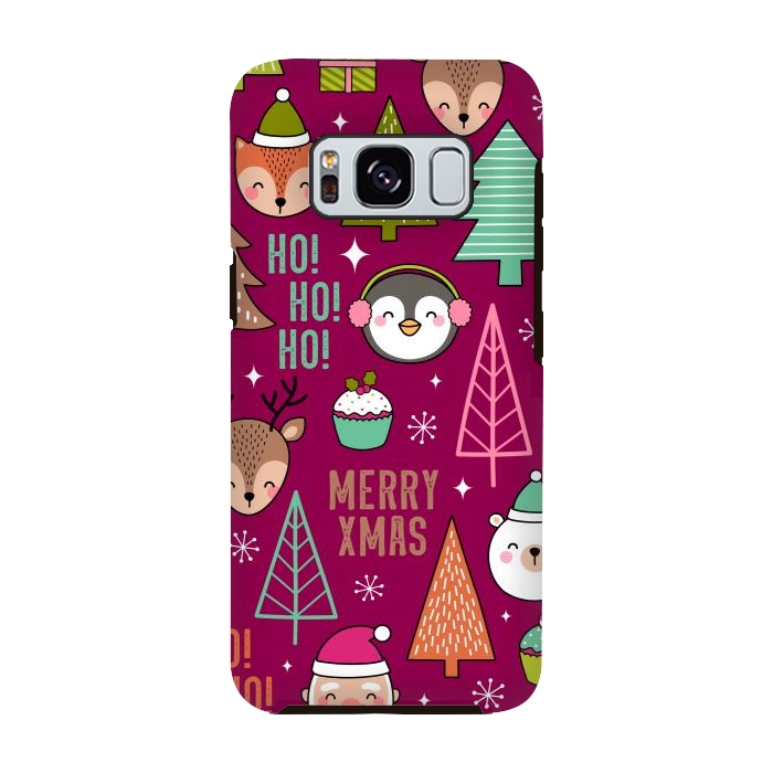 Galaxy S8 StrongFit Pine Trees and Christmas Elements Seamless Pattern by ArtsCase