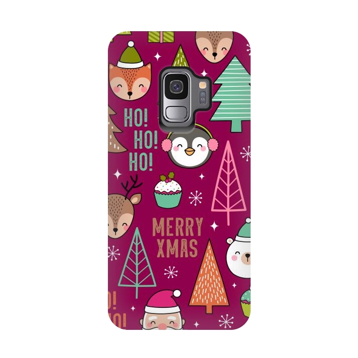 Galaxy S9 StrongFit Pine Trees and Christmas Elements Seamless Pattern by ArtsCase