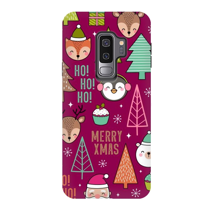 Galaxy S9 plus StrongFit Pine Trees and Christmas Elements Seamless Pattern by ArtsCase
