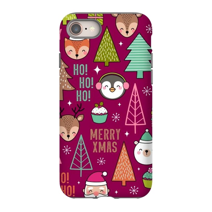 iPhone 8 StrongFit Pine Trees and Christmas Elements Seamless Pattern by ArtsCase