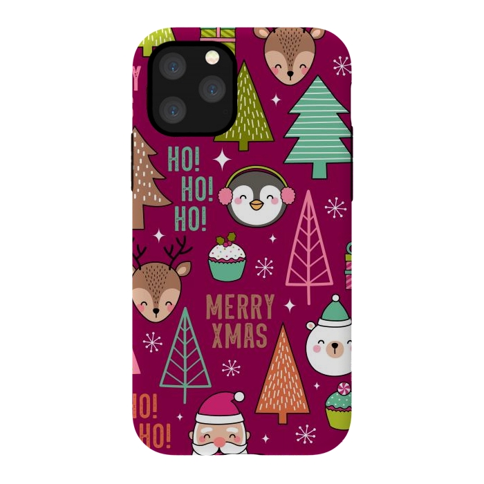 iPhone 11 Pro StrongFit Pine Trees and Christmas Elements Seamless Pattern by ArtsCase