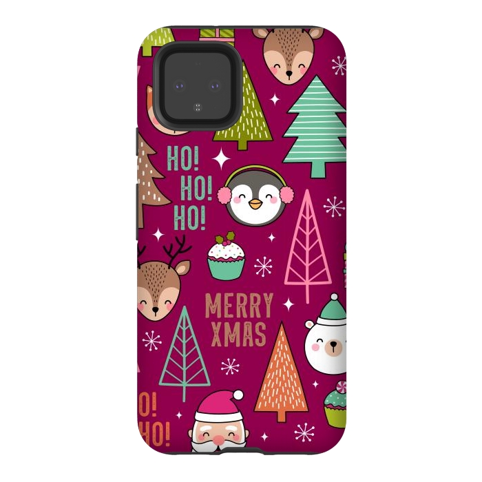 Pixel 4 StrongFit Pine Trees and Christmas Elements Seamless Pattern by ArtsCase