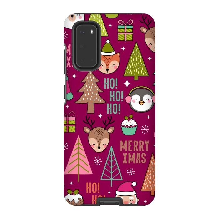 Galaxy S20 StrongFit Pine Trees and Christmas Elements Seamless Pattern by ArtsCase