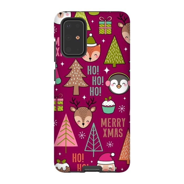 Galaxy S20 Plus StrongFit Pine Trees and Christmas Elements Seamless Pattern by ArtsCase