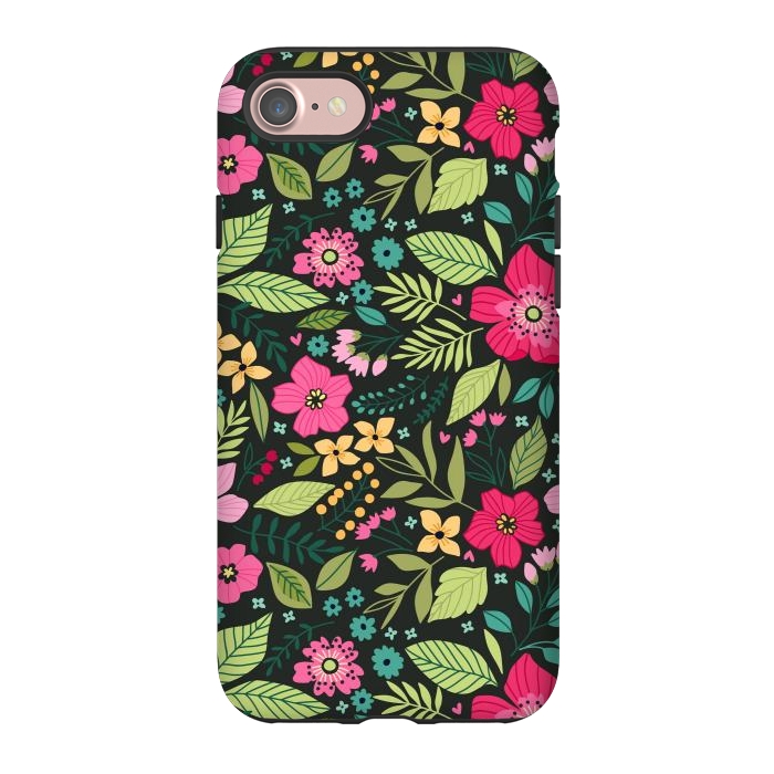iPhone 7 StrongFit Pretty Flowers on Dark Green Background by ArtsCase