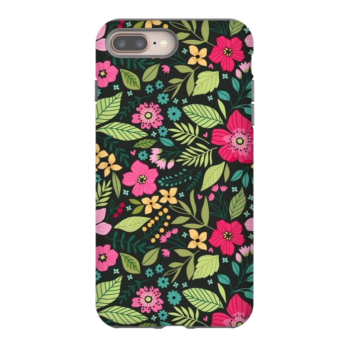 iPhone 7 plus StrongFit Pretty Flowers on Dark Green Background by ArtsCase