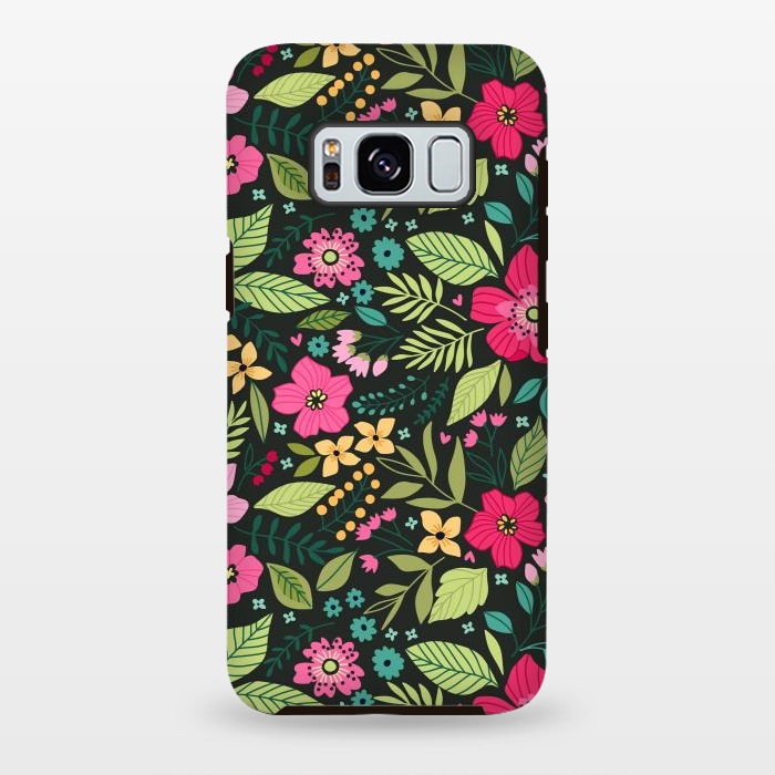 Galaxy S8 plus StrongFit Pretty Flowers on Dark Green Background by ArtsCase