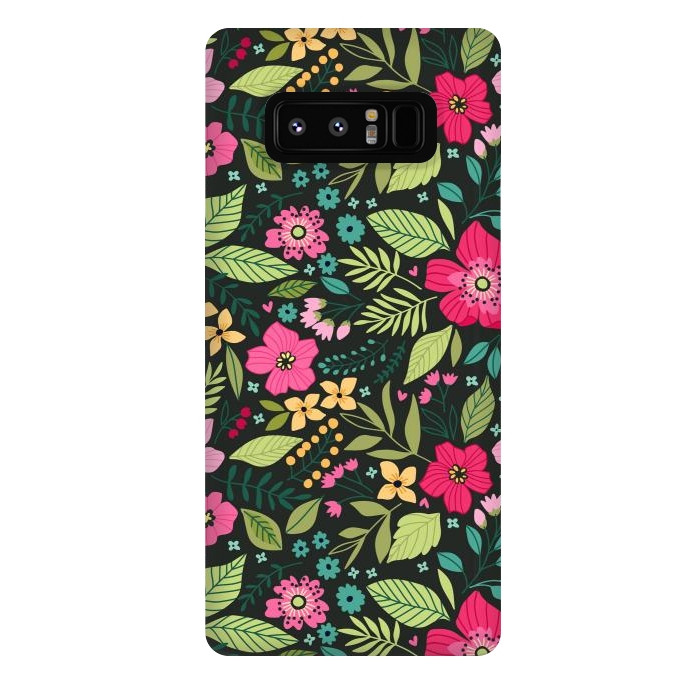 Galaxy Note 8 StrongFit Pretty Flowers on Dark Green Background by ArtsCase