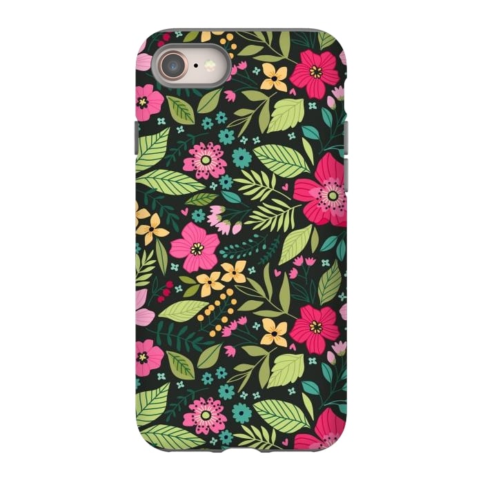 iPhone 8 StrongFit Pretty Flowers on Dark Green Background by ArtsCase