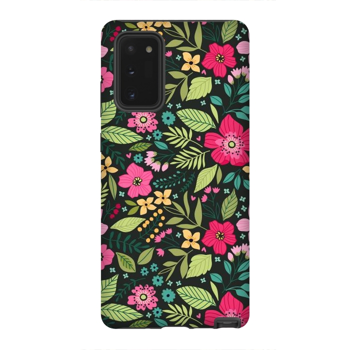 Galaxy Note 20 StrongFit Pretty Flowers on Dark Green Background by ArtsCase