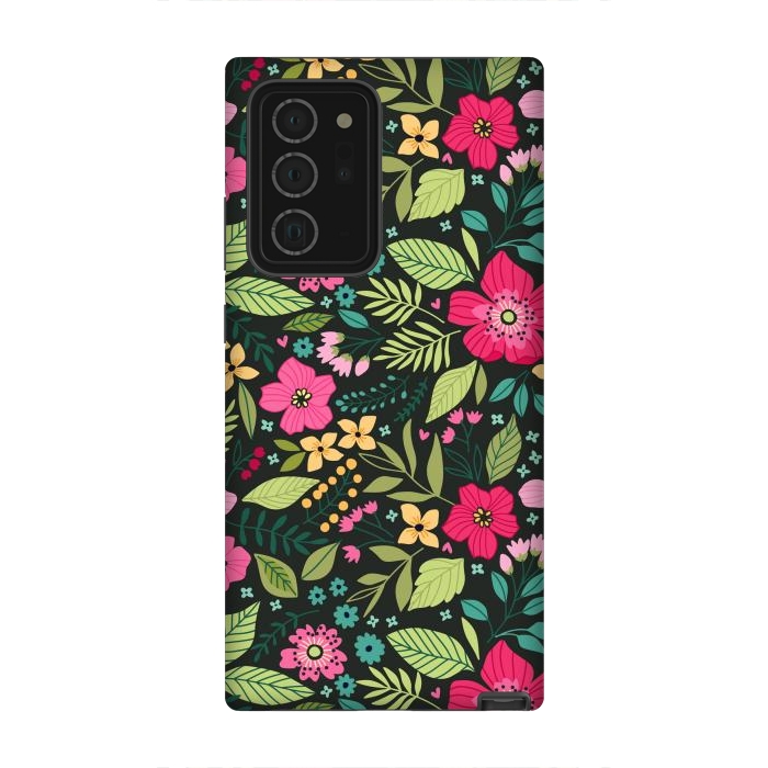 Galaxy Note 20 Ultra StrongFit Pretty Flowers on Dark Green Background by ArtsCase
