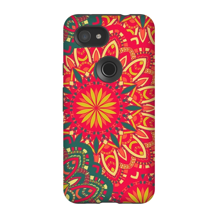 Pixel 3A StrongFit Round Mandala Pattern by ArtsCase