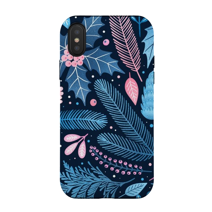 iPhone Xs / X StrongFit Seamless Christmas Pattern with Winter Plants. by ArtsCase