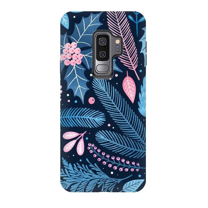 Galaxy S9 plus StrongFit Seamless Christmas Pattern with Winter Plants. by ArtsCase