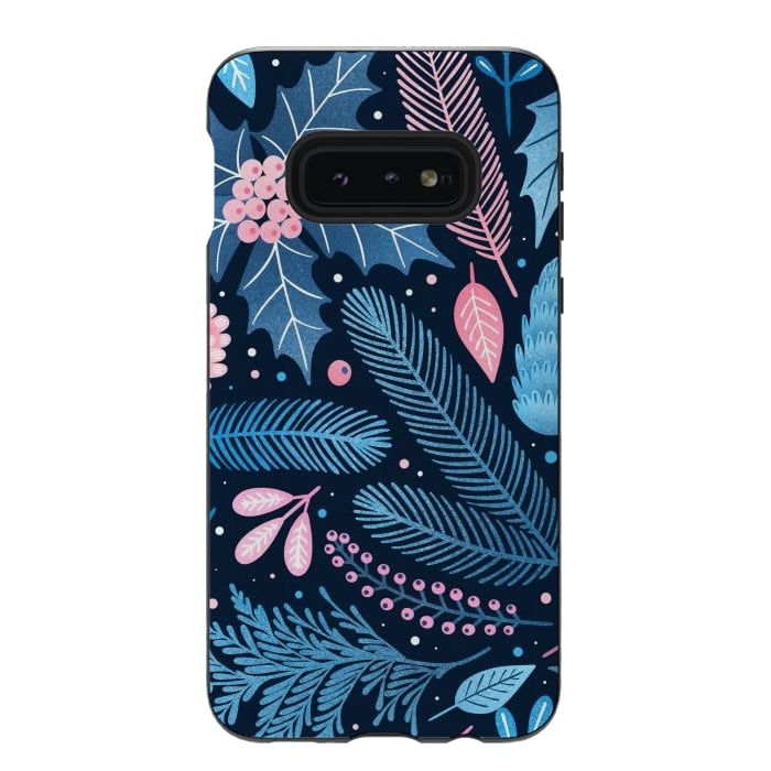 Galaxy S10e StrongFit Seamless Christmas Pattern with Winter Plants. by ArtsCase