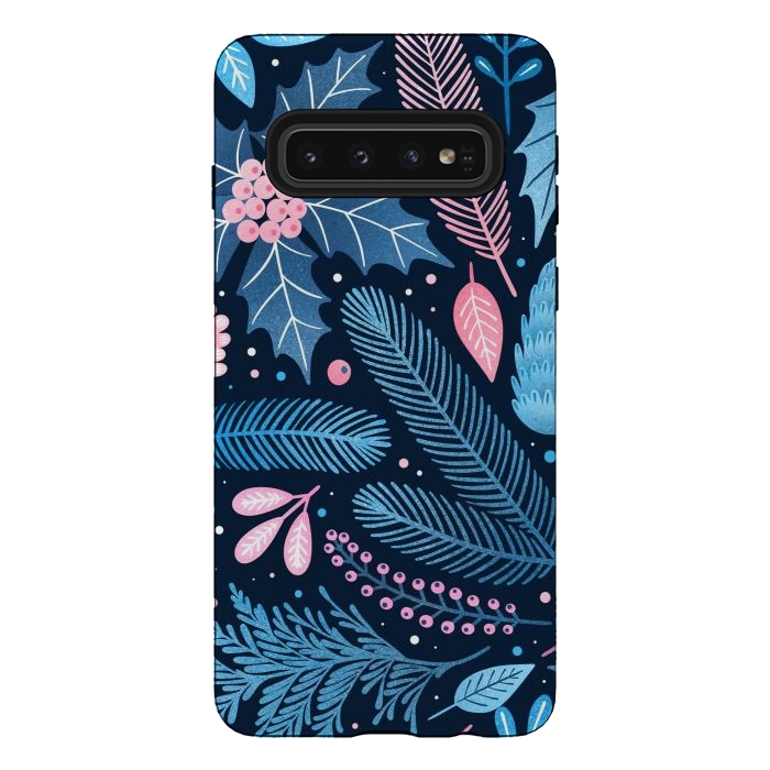 Galaxy S10 StrongFit Seamless Christmas Pattern with Winter Plants. by ArtsCase
