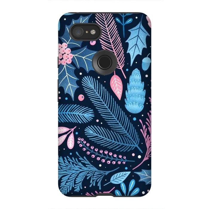 Pixel 3XL StrongFit Seamless Christmas Pattern with Winter Plants. by ArtsCase
