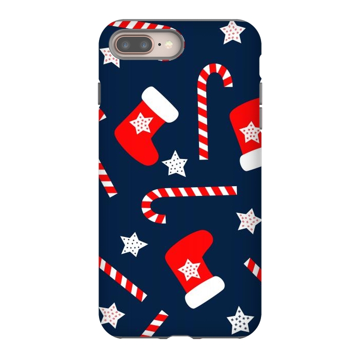 iPhone 7 plus StrongFit Seamless Christmas Pattern with Xmas Socks by ArtsCase
