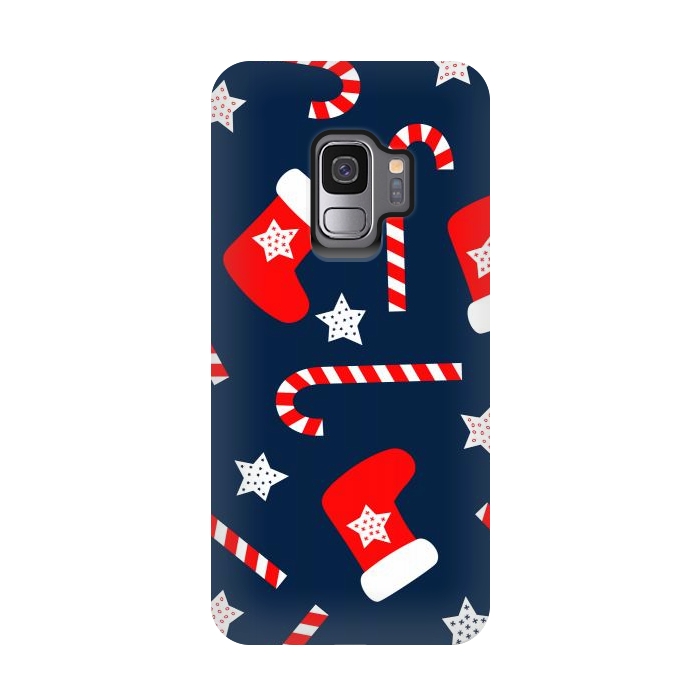 Galaxy S9 StrongFit Seamless Christmas Pattern with Xmas Socks by ArtsCase