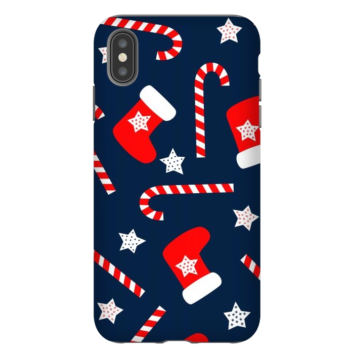 iPhone Xs Max StrongFit Seamless Christmas Pattern with Xmas Socks by ArtsCase