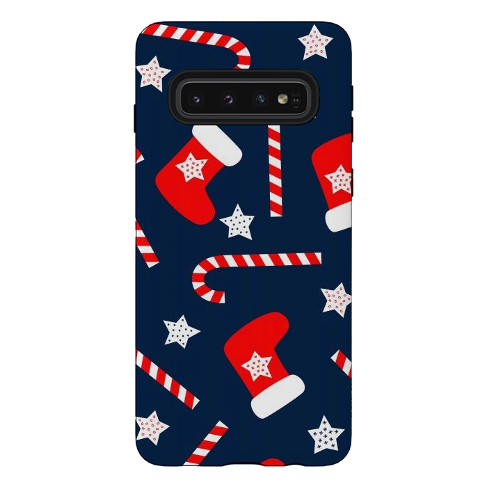 Galaxy S10 StrongFit Seamless Christmas Pattern with Xmas Socks by ArtsCase