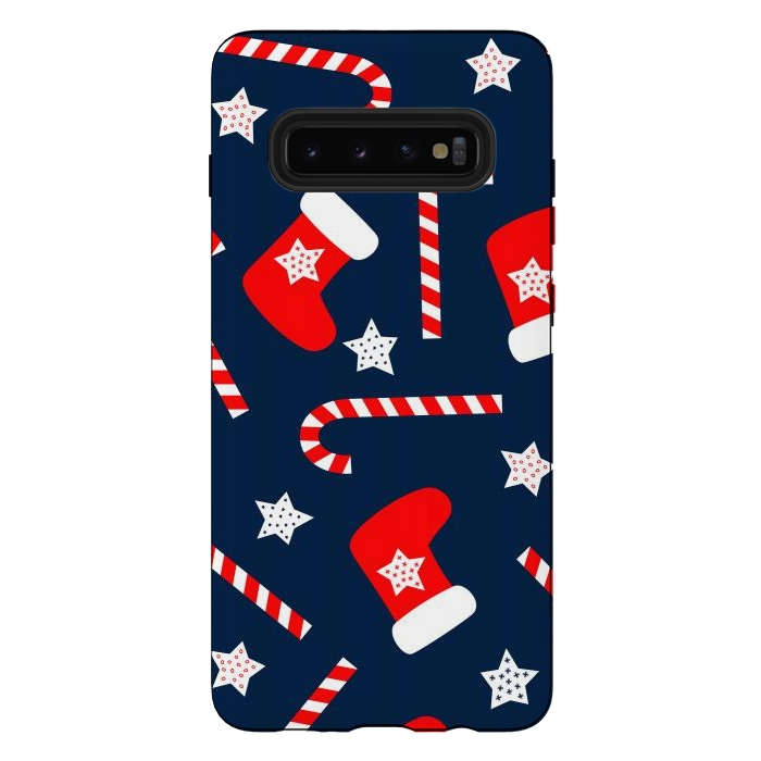 Galaxy S10 plus StrongFit Seamless Christmas Pattern with Xmas Socks by ArtsCase