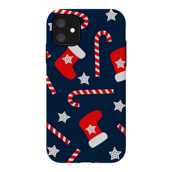 iPhone 11 StrongFit Seamless Christmas Pattern with Xmas Socks by ArtsCase