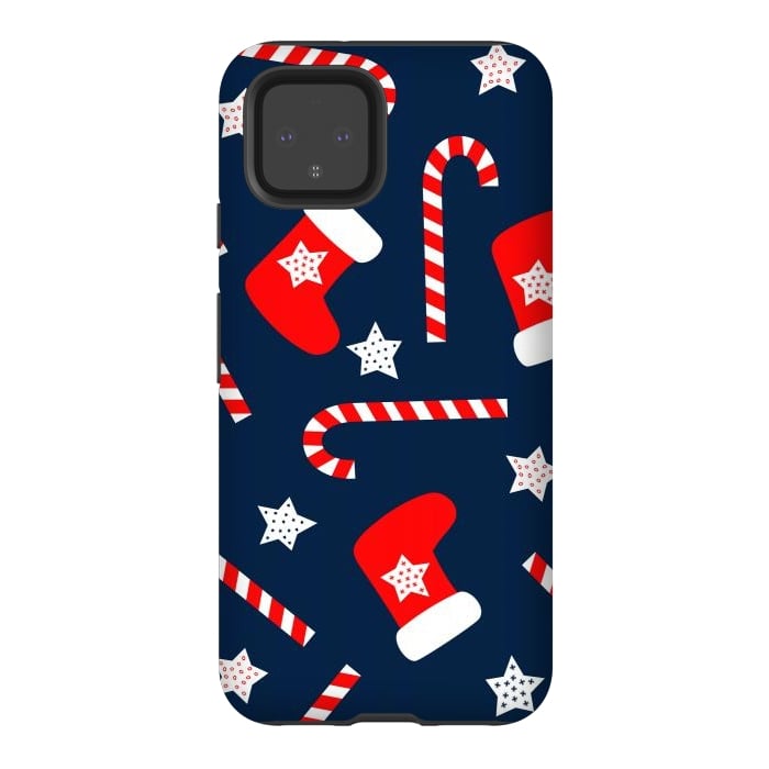 Pixel 4 StrongFit Seamless Christmas Pattern with Xmas Socks by ArtsCase