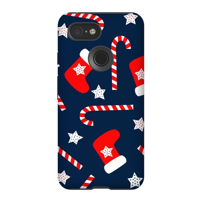 Pixel 3 StrongFit Seamless Christmas Pattern with Xmas Socks by ArtsCase