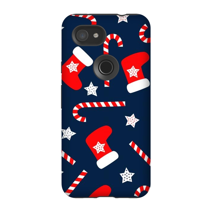 Pixel 3A StrongFit Seamless Christmas Pattern with Xmas Socks by ArtsCase