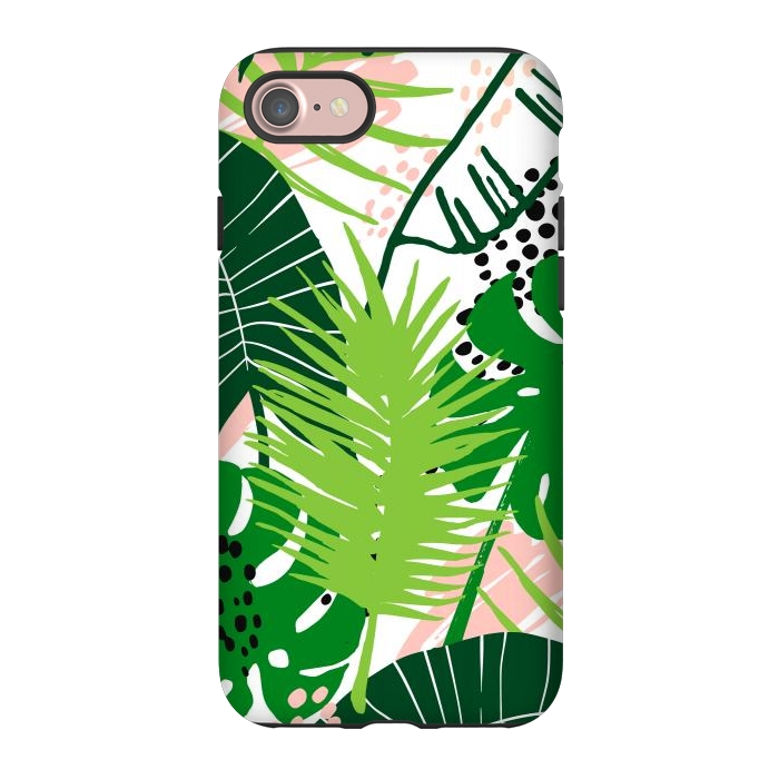 iPhone 7 StrongFit Seamless Exotic Pattern with Green Tropical Leaves by ArtsCase