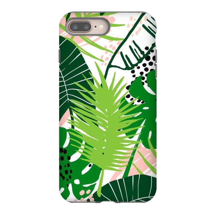 iPhone 7 plus StrongFit Seamless Exotic Pattern with Green Tropical Leaves by ArtsCase