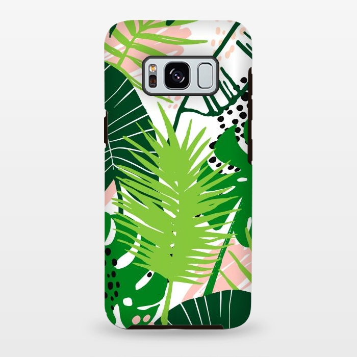 Galaxy S8 plus StrongFit Seamless Exotic Pattern with Green Tropical Leaves by ArtsCase