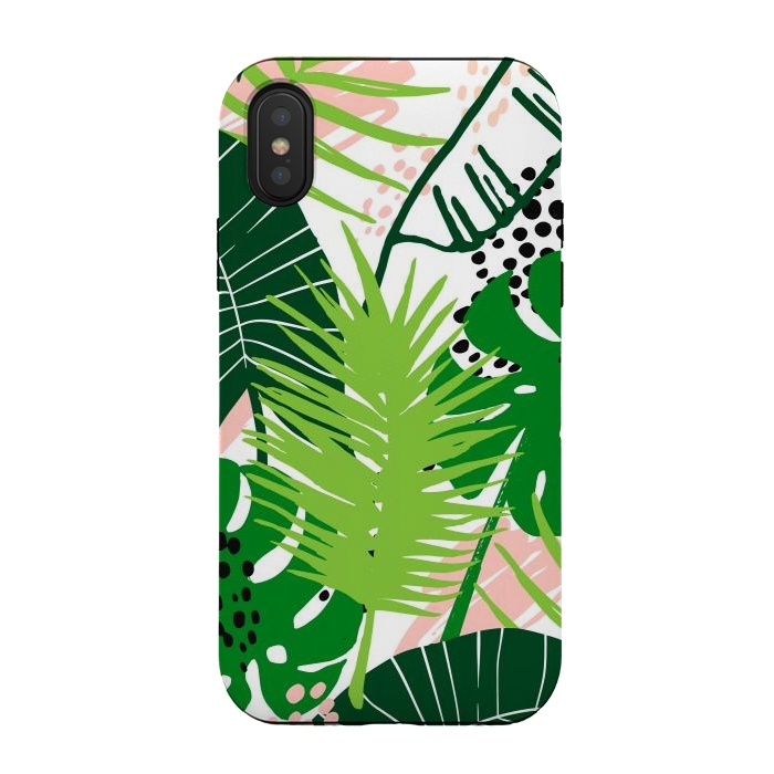 iPhone Xs / X StrongFit Seamless Exotic Pattern with Green Tropical Leaves by ArtsCase