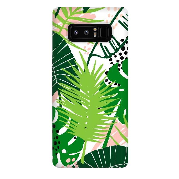 Galaxy Note 8 StrongFit Seamless Exotic Pattern with Green Tropical Leaves by ArtsCase