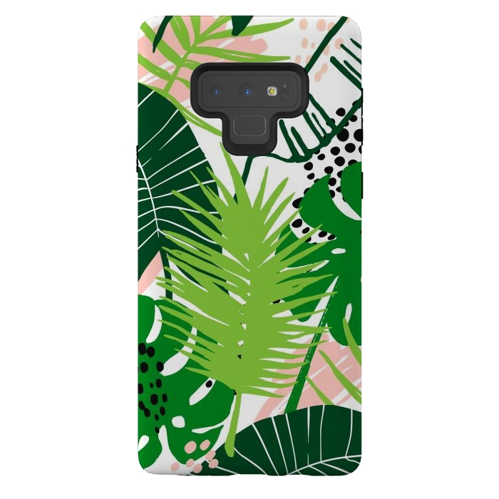 Galaxy Note 9 StrongFit Seamless Exotic Pattern with Green Tropical Leaves by ArtsCase