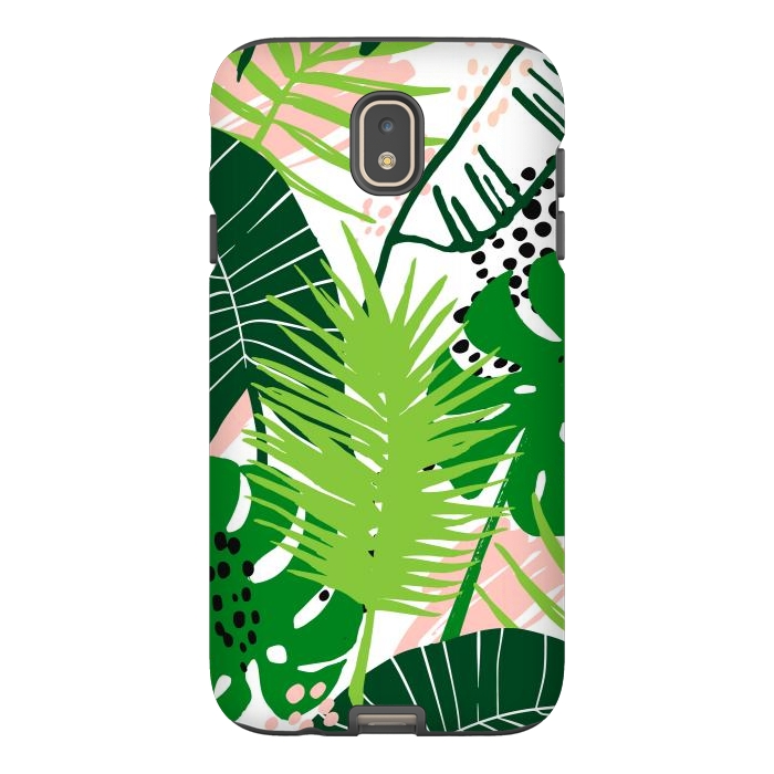 Galaxy J7 StrongFit Seamless Exotic Pattern with Green Tropical Leaves by ArtsCase