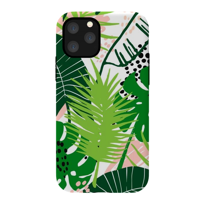 iPhone 11 Pro StrongFit Seamless Exotic Pattern with Green Tropical Leaves by ArtsCase