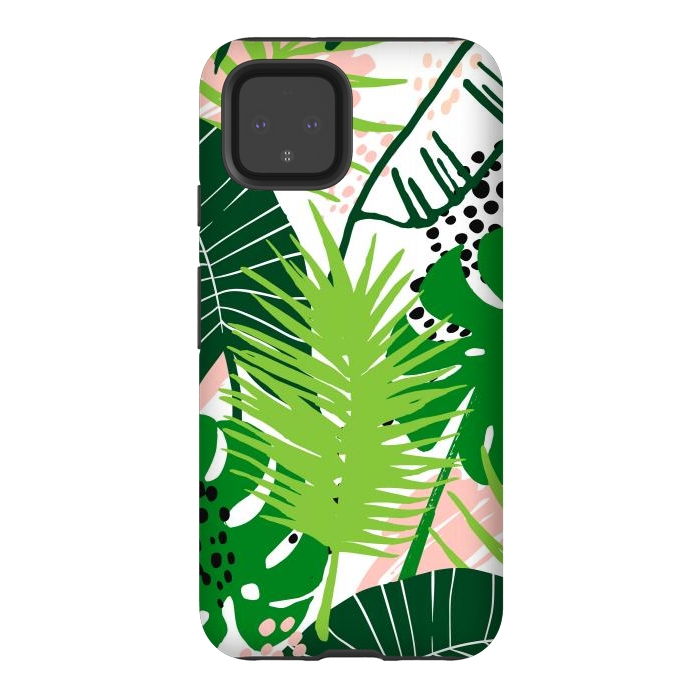 Pixel 4 StrongFit Seamless Exotic Pattern with Green Tropical Leaves by ArtsCase