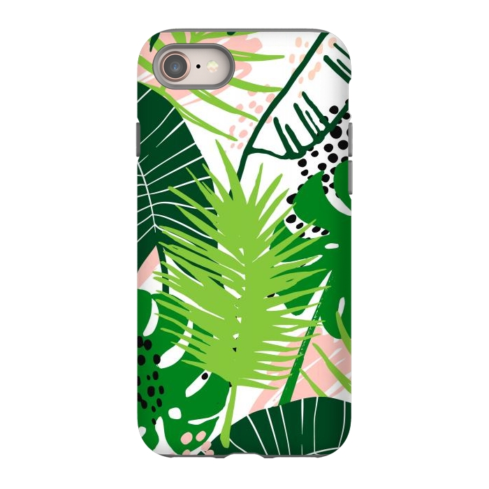 iPhone SE StrongFit Seamless Exotic Pattern with Green Tropical Leaves by ArtsCase