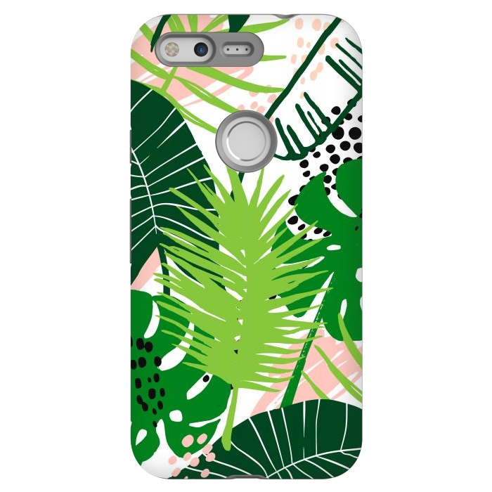 Pixel StrongFit Seamless Exotic Pattern with Green Tropical Leaves by ArtsCase