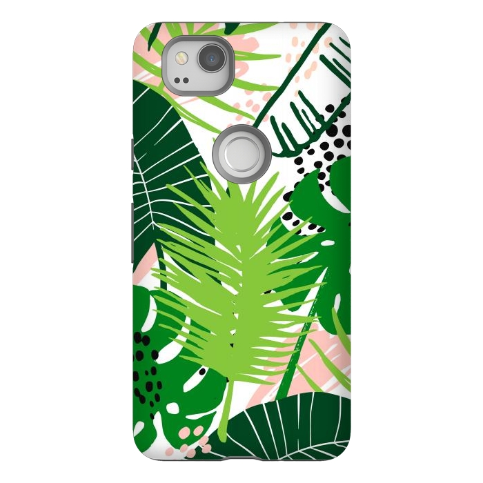 Pixel 2 StrongFit Seamless Exotic Pattern with Green Tropical Leaves by ArtsCase