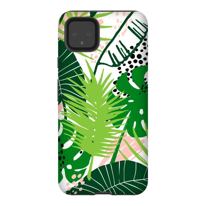 Pixel 4XL StrongFit Seamless Exotic Pattern with Green Tropical Leaves by ArtsCase