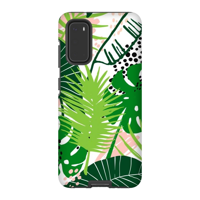 Galaxy S20 StrongFit Seamless Exotic Pattern with Green Tropical Leaves by ArtsCase