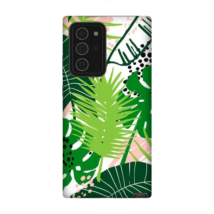 Galaxy Note 20 Ultra StrongFit Seamless Exotic Pattern with Green Tropical Leaves by ArtsCase
