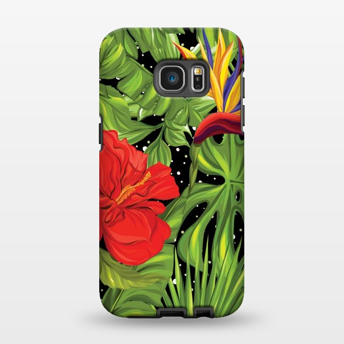 Galaxy S7 EDGE StrongFit Seamless Pattern Background with Tropical Plants Monstera by ArtsCase