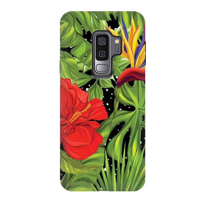 Galaxy S9 plus StrongFit Seamless Pattern Background with Tropical Plants Monstera by ArtsCase
