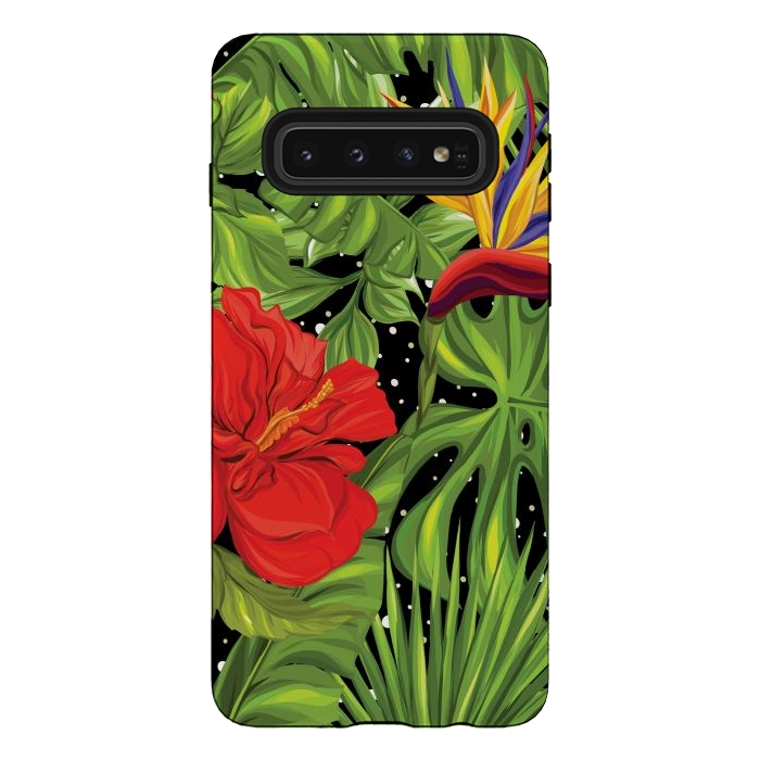 Galaxy S10 StrongFit Seamless Pattern Background with Tropical Plants Monstera by ArtsCase